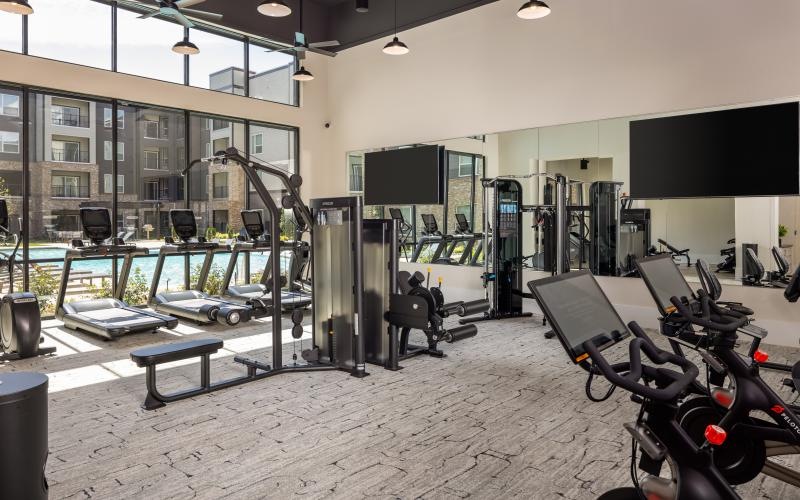 a gym with exercise equipment